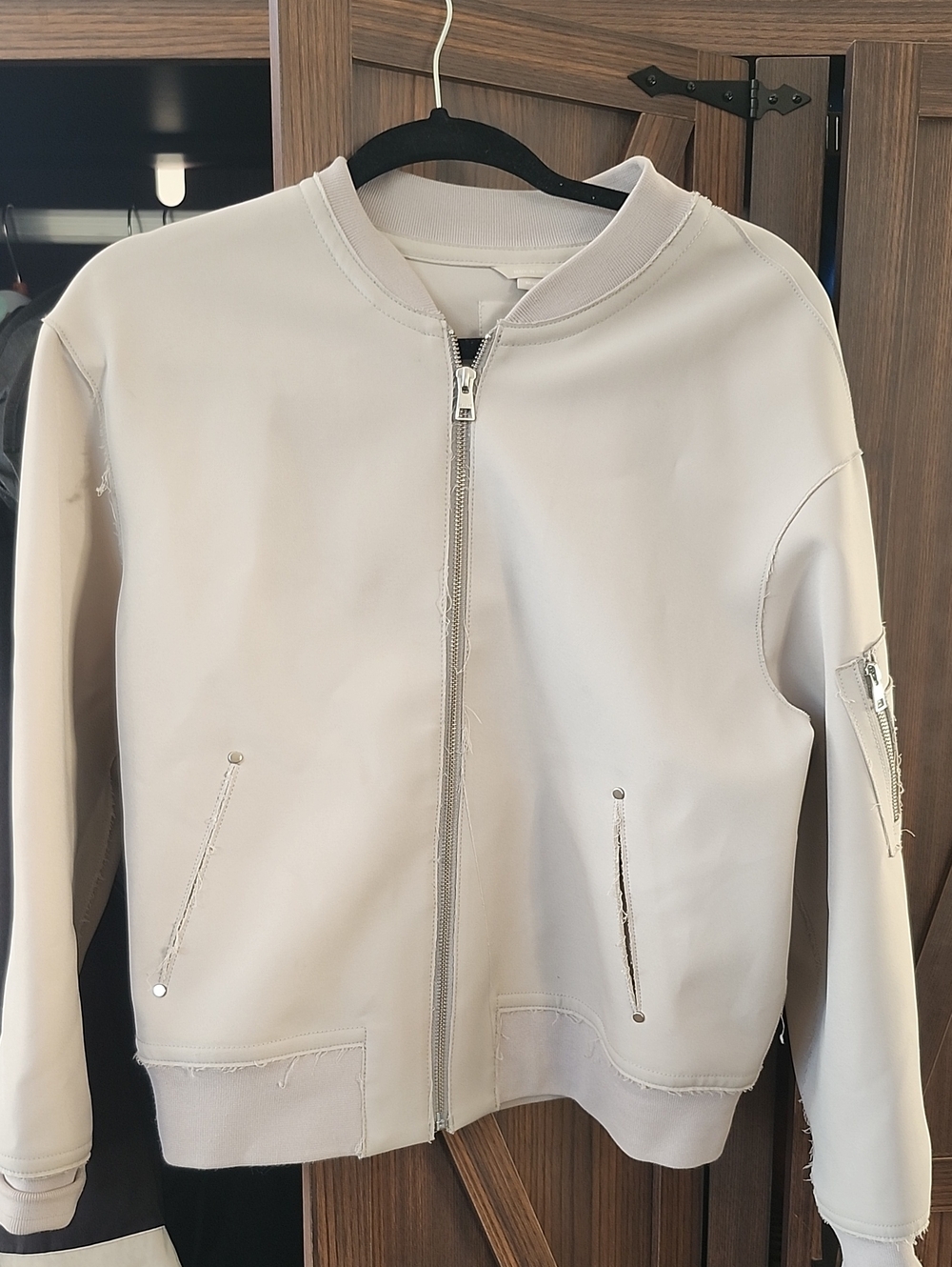 Soia & Kyo Cream Bomber Jacket with Zip